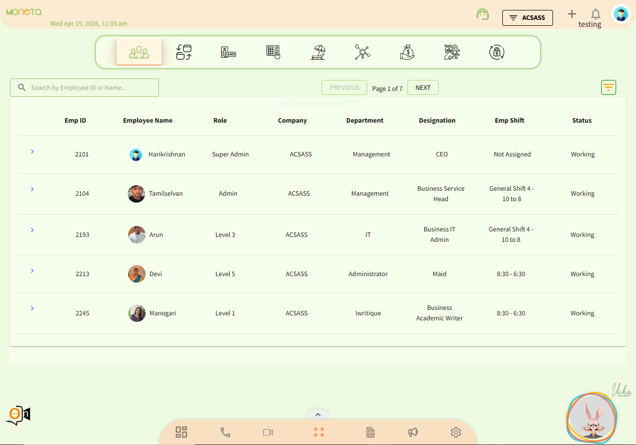Employee Monitoring Dashboard View